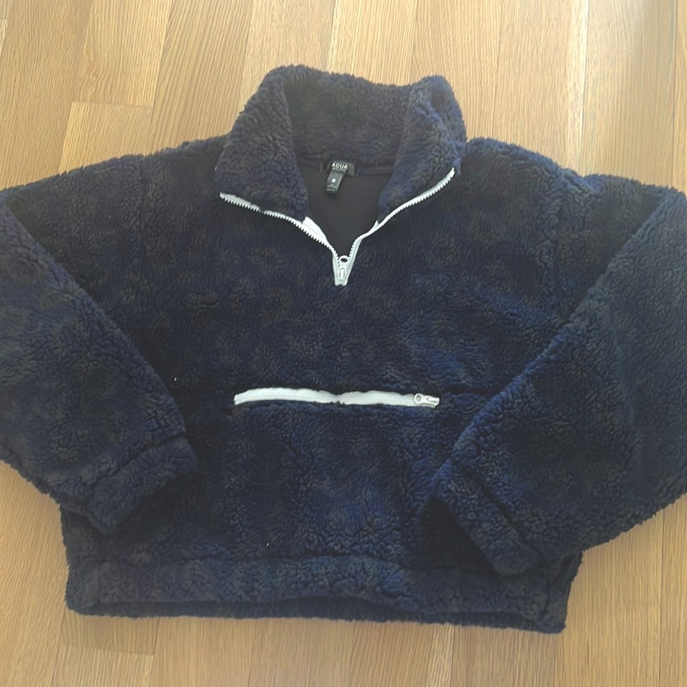 Aqua brand Sherpa fleece cropped animal print top. Like new. Worn twice.